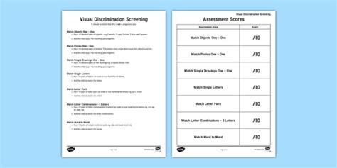 Visual Discrimination Screening Activity