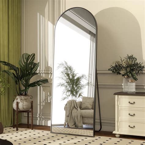 64"x21" Full Length Arched Standing Floor Mirror Full Body Mirror Black ...