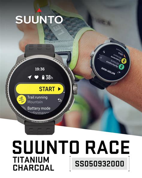 SUUNTO Race Sports Titanium Smartwatch, Charcoal, GPS Tracker w/Clearer AMOLED Touchscreen, Dual ...