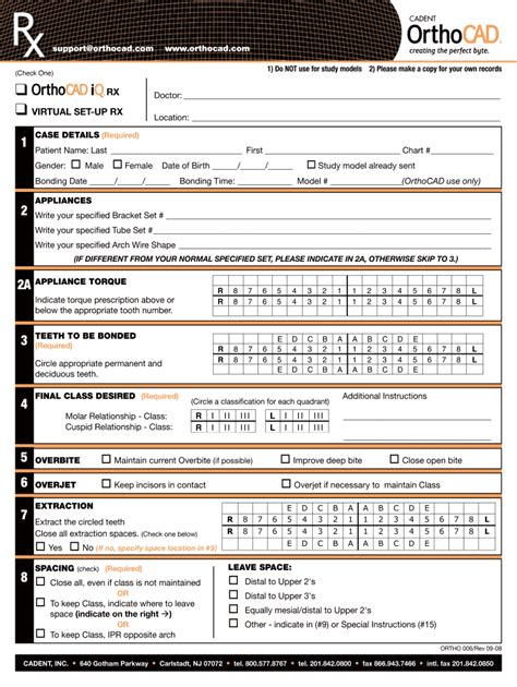 OrthoCAD Virtual Setup RX Form - Blank Fillable Template | Fill Out ...