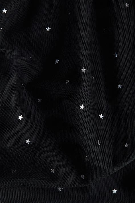Black/Stars Foil-print tulle dress for kids | H&M IN