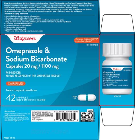NDC 0363-0732 Omeprazole And Sodium Bicarbonate Capsule, Gelatin Coated ...