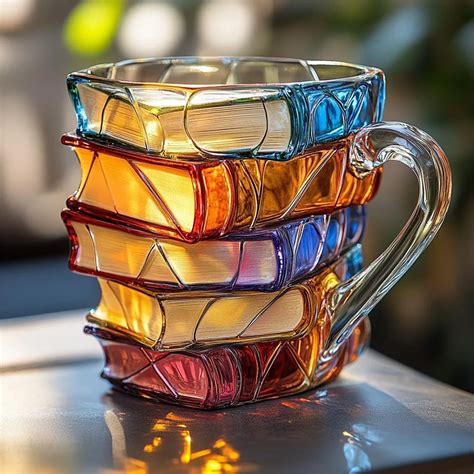 Clearance!Ymkly Painted Book Mug, Handmade Colored Glass Book Coffee ...