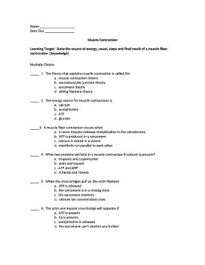Fillable Online Muscle Contraction Learning Target State the source of ...