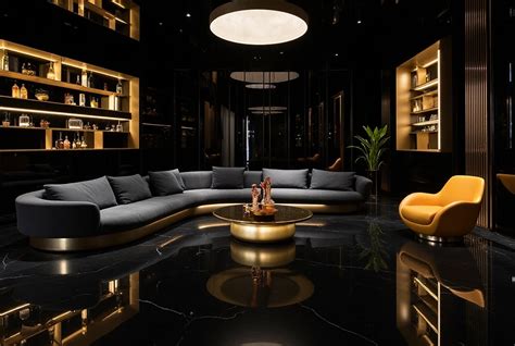 High-end lounge setup with warm premium lighting