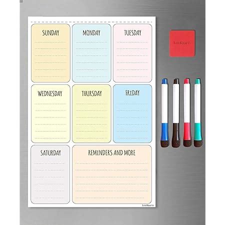 Lifekrafts Magnetic Dry Erase Weekly Color Planner Sheet | Size(43x28 ...