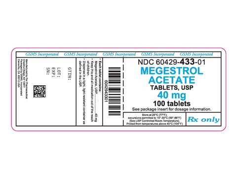 NDC 60429-433 Megestrol Acetate Tablet Oral