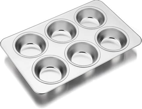Amazon.com: TeamFar Muffin Pan, 6 Cup Muffin Pan for Baking, Cupcake ...