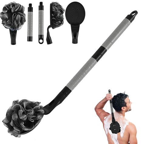 BTideas Shower Loofah with Handle,21.6' Loofah on a Stick,Exfoliating ...