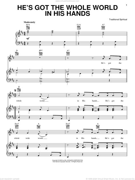 He's Got The Whole World In His Hands sheet music for voice, piano or ...