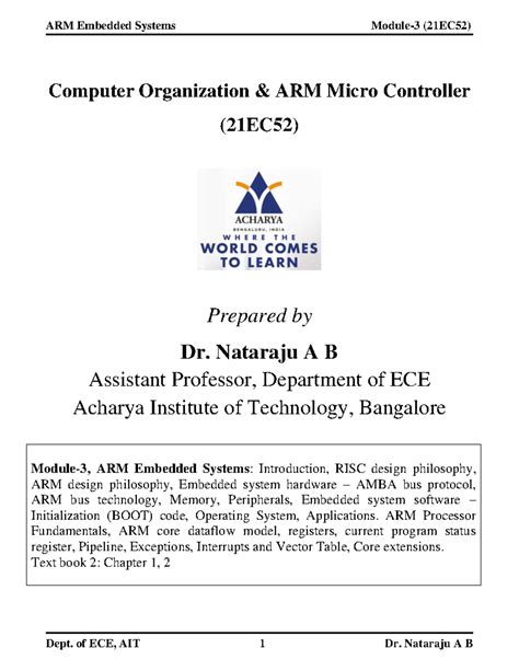 21EC52 ARM Module-3 Embedded Systems: Key Concepts & Notes - Studocu