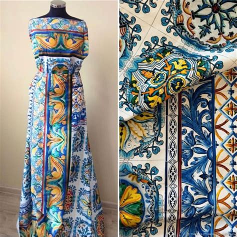 Итальянская ткань плотный хлопок на платье Майолика купить купить в ...