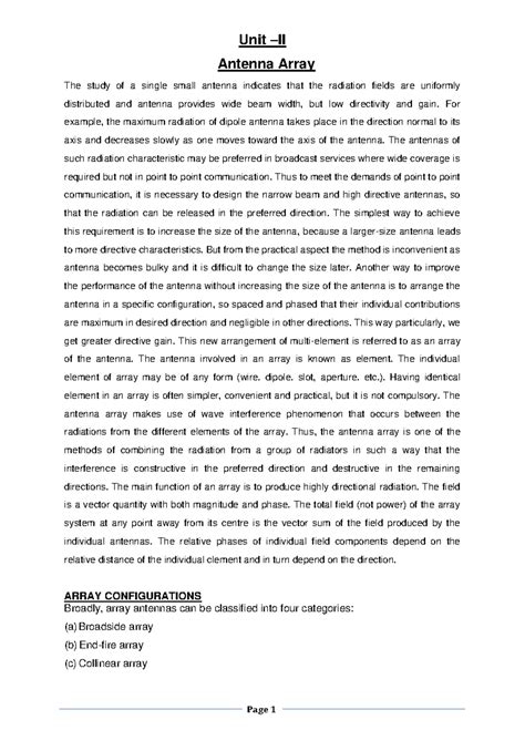 Linear Array - Notes - GHFGFGNGF - Page 1 Unit – II Antenna Array The ...
