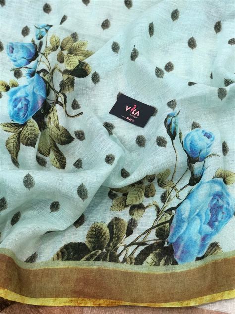 Floral Printed Linen saree – VIKA Boutique