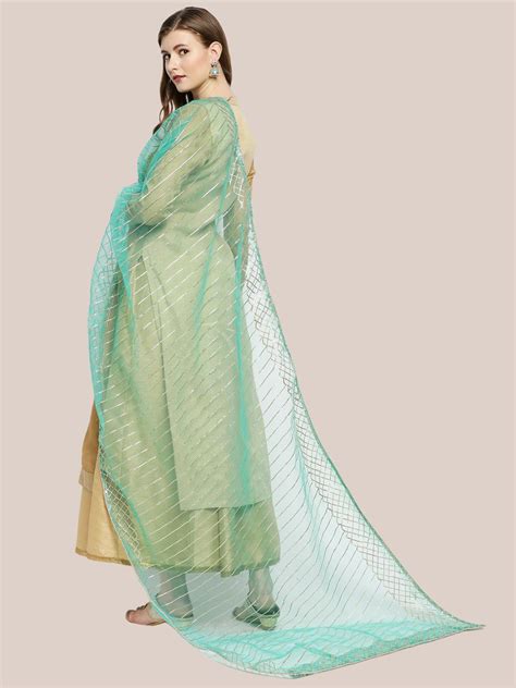 Embroidered Gold Net Dupatta. Dupatta Bazaar