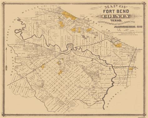 Historic County Map - Fort Bend County Texas - General Land Office 188 ...