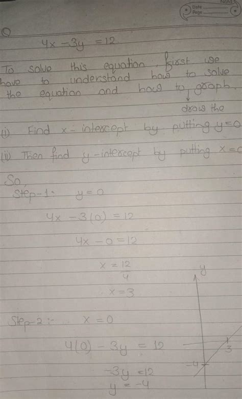 draw the graph of equation 4x-3y=12 and find the co-ordinate of the ...
