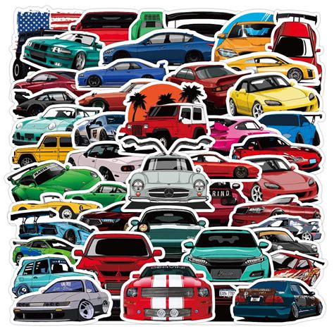 Buy 50 Packs Sport Car Racing Stickers Laptop Water Bottles Phone ...