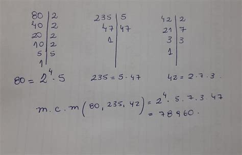 mínimo común múltiplo de 80 y 2 35 y 42 explicación paso a paso por ...