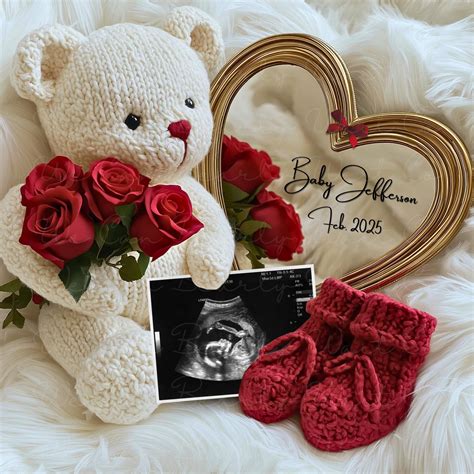 Cute Mirror Pregnancy Announcement Digital, Simple Valentine's Day Baby ...