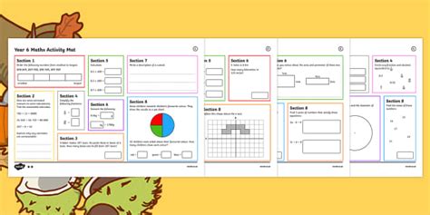SATs Survival: Year 6 Autumn 1 Maths Revision Activity Mats
