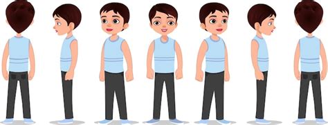A indian boy character model sheet boy turnaround sheet | Premium Vector