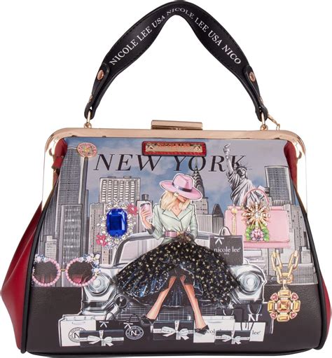 NICOLE LEE Success in New York Handbag, Push Lock Closure, Embellished NYC City Bag with ...