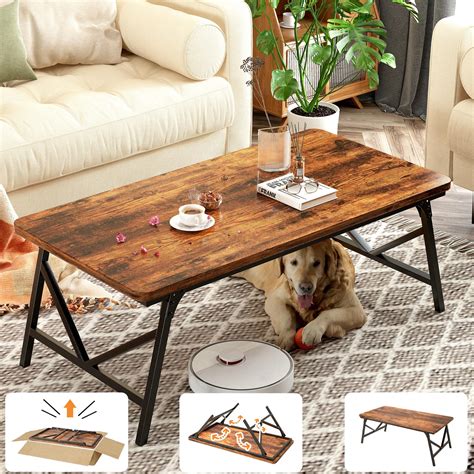 Amazon.com: QUERNA Folding Coffee Table, No Assembly Low Coffee Table ...