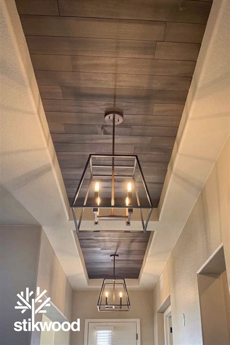Wood Ceiling Using Stikwood | Ceiling design, Home ceiling, Wood plank ...