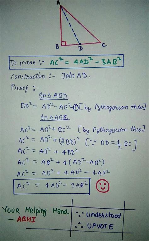 A triangle abc right angled at b and d is midpoint of bc prove that ac2 ...