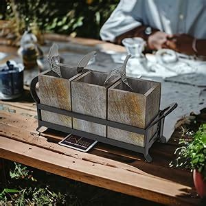 Buy Wooden Twist Designer Cutlery Holder ( 3 Containers ) Online at Low ...