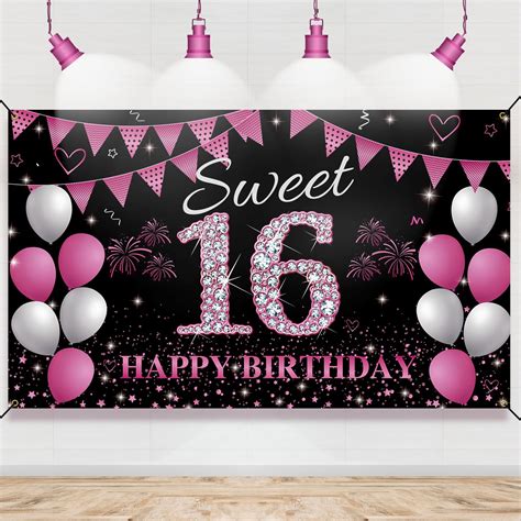 Amazon.com : Sweet 16 Birthday Party Decorations for Girls, Happy 16th ...