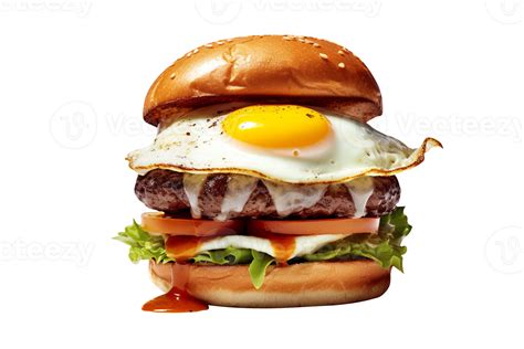 Delicious fried egg burger isolated on transparent background 27145320 PNG