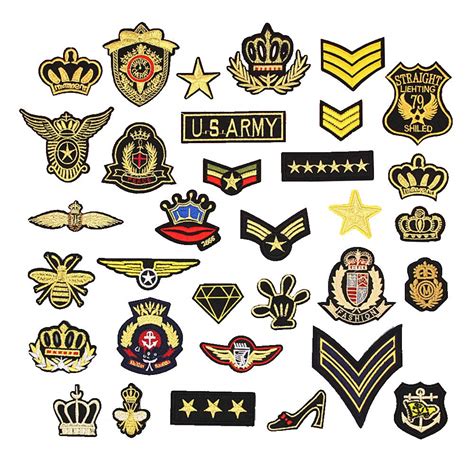 33Pcs Tactical Embroidered Patches Gold Color Morale Iron on Patches ...