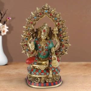 Kartique Brass Goddess Maa Laxmi Idol In Blessing Posture Statue ...