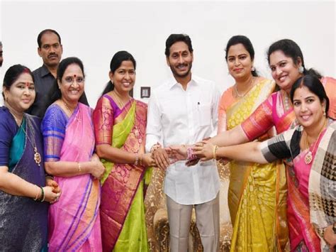 Photos: AP YSRCP Leaders, brahmakumaris ties rakhi to CM Jagan in ...
