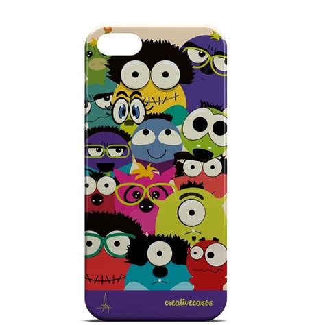For Apple iPhone 5 5S Doodle Monsters Cartoon Illustration Colourful ...