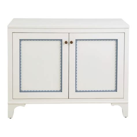Jennings Media Console with Creamy White Finish & Cornflower Blue Accents