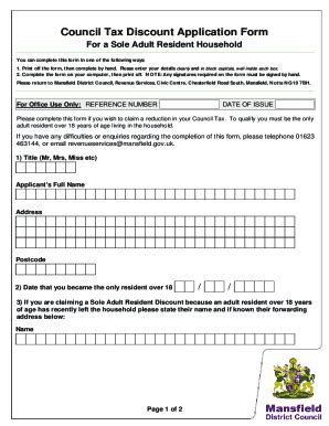 UK Council Tax Discount Application Form 2004-2026 - Fill and Sign ...