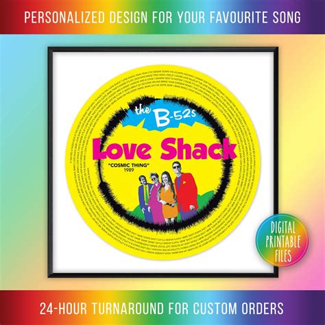 Love Shack, Custom Radial Sound Wave & Lyrics Art, Printable Digital ...