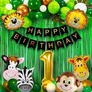 ARV 1st Birthday Jungle Birthday Decorations Kit for Kids-5 animal ...