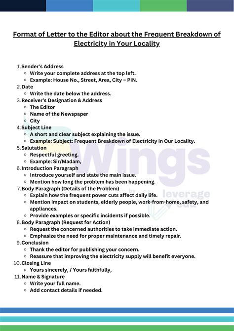 How To Write A Breakdown Of Electricity In Your Locality Letter