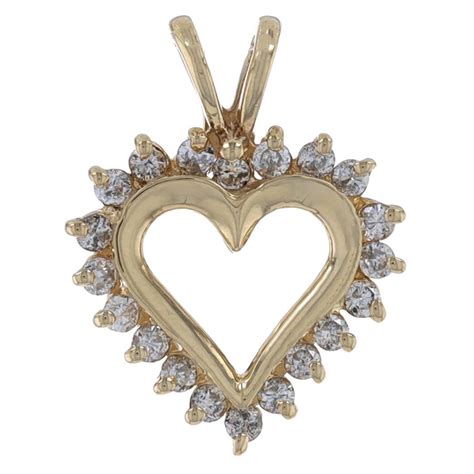 Yellow Gold Diamond Heart Pendant 10k Round Brilliant .20ctw Love ...