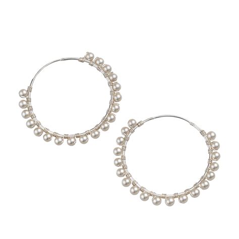 Classic Pearl Hoop Earrings | 92.5 Sterling Silver | House of Aadyaa