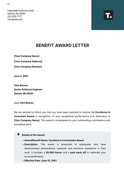Free Award Letter Templates, Editable and Printable