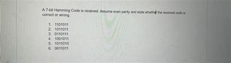 Image result for Hamming Code 7-Bit Examples