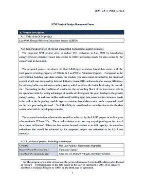 Fillable Online JCM LA F PDD ver02.0 1 JCM Project Design Document Form ...