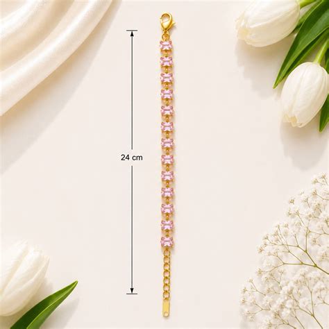 Luxury Pink Stone Bracelet | Anti-Tarnish Steel Jewelry – Eva Fashion ...