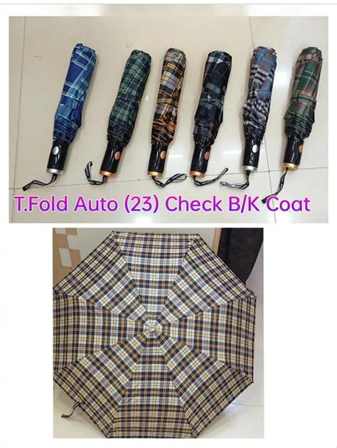 23 Inches Three Fold Auto Check Black Coated Umbrella Manufacturers and ...