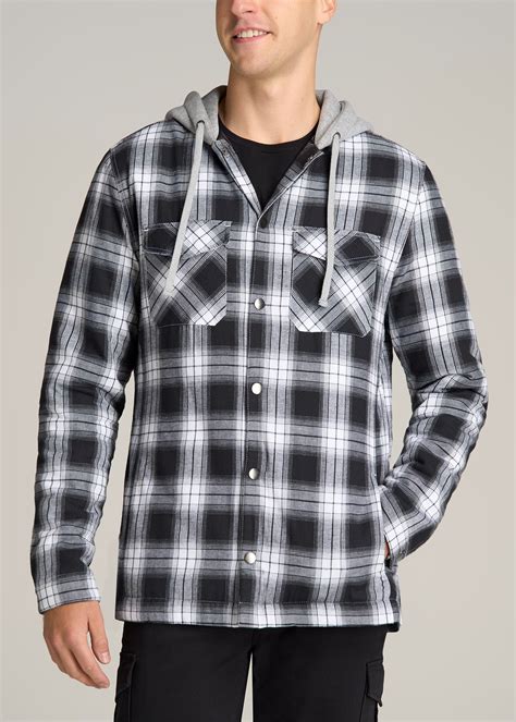 Hooded Flannel Shirt Jacket for Tall Men American Tall